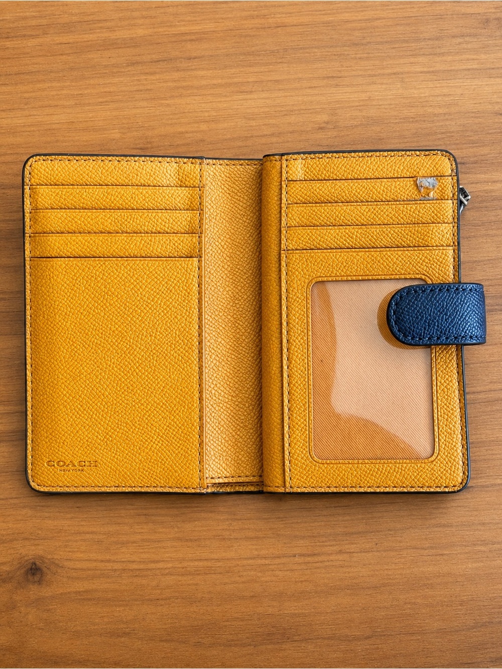 Coach Two-Tone Aqua & Navy Leather Wallet - Picture 2 of 4